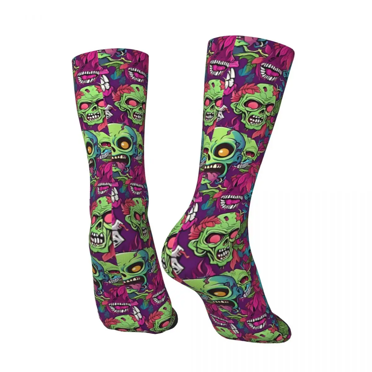 Island Horror Inspired Hawaiian Series Happy Men's Socks Vintage Zombie Street Style Crazy Crew Sock Gift Pattern Printed