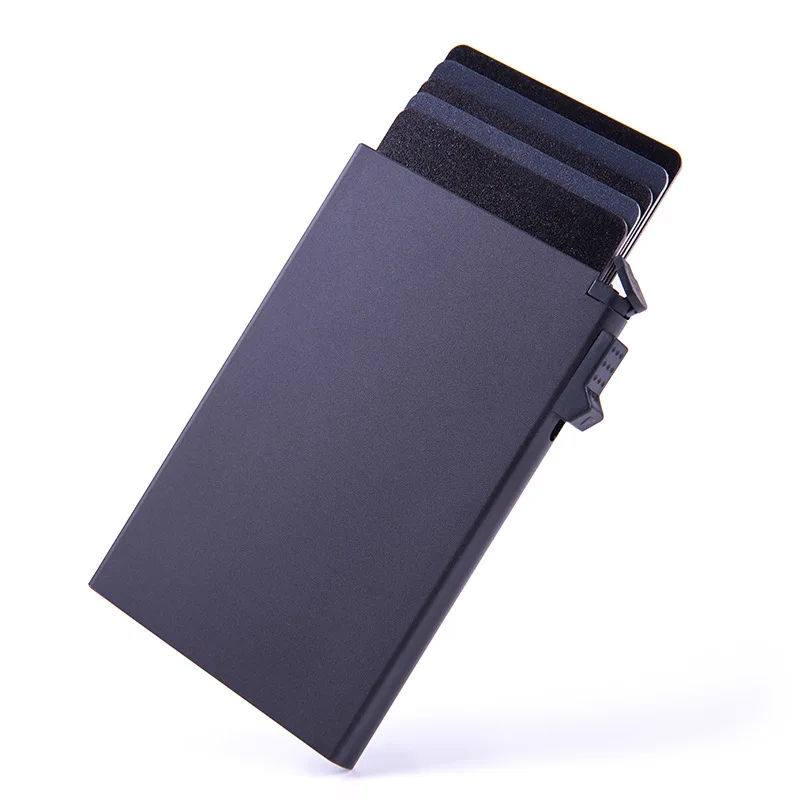 

Men Wallet Card Holder Pop Up Aluminum Case RFID Blocking Slim Minimalist Smart Wallet Metal Card Sleeve Degaussing Card