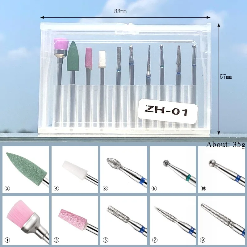 Punte da trapano per manicure russe Sistema di lucidatura delle unghie Kit di strumenti elettrici per unghie Attrezzatura professionale per nail art Design 5 in 1