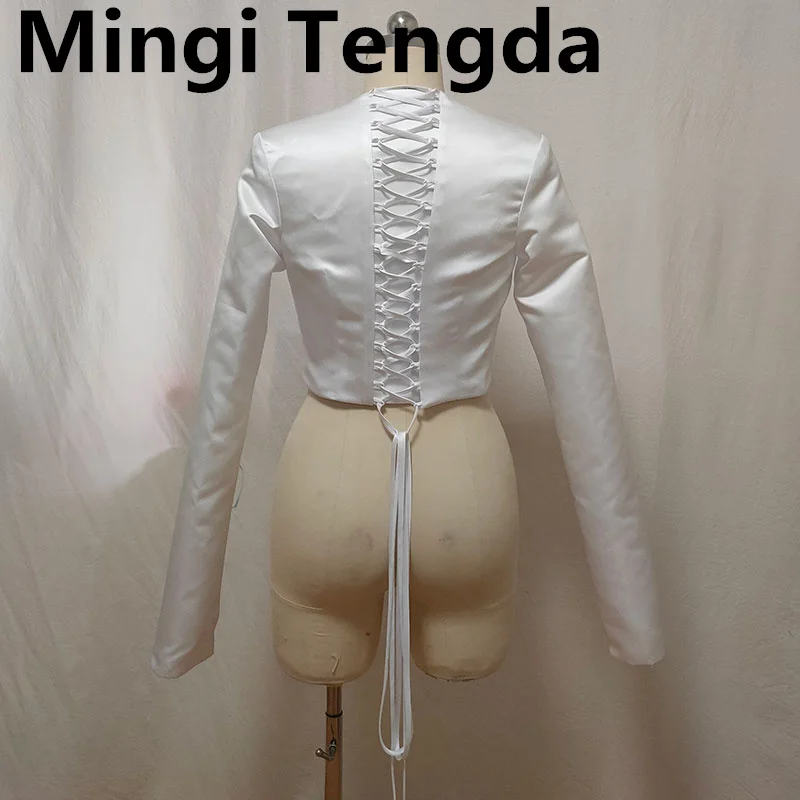 Tengda-Manteau de Mariage en Satin à Manches sulfpour Femme, Robe de Patients sur Mesure, Châle à Lacets dans le Dos, Cape