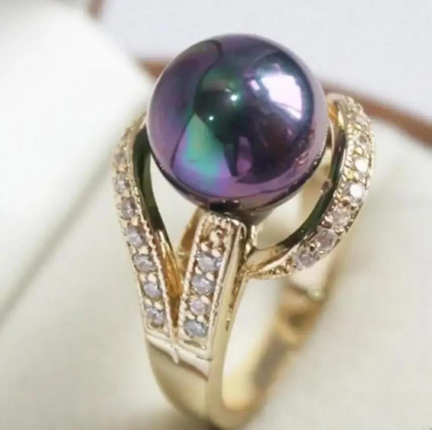 

Fashion jewelry Wholesale price 16new ^^^^Latest! 12mm Black Shell Pearl Ring size: 7-8# -Bride jewelry