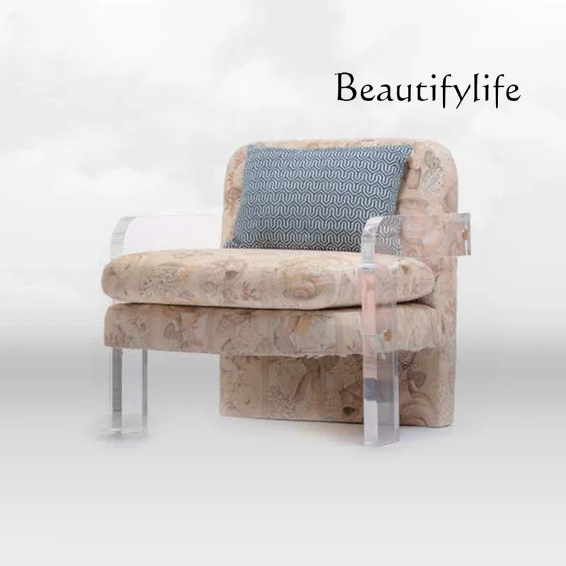 

Nordic Art Acrylic Leisure Chair Creative Designer Model Living Room Fabric Craft Single Sofa