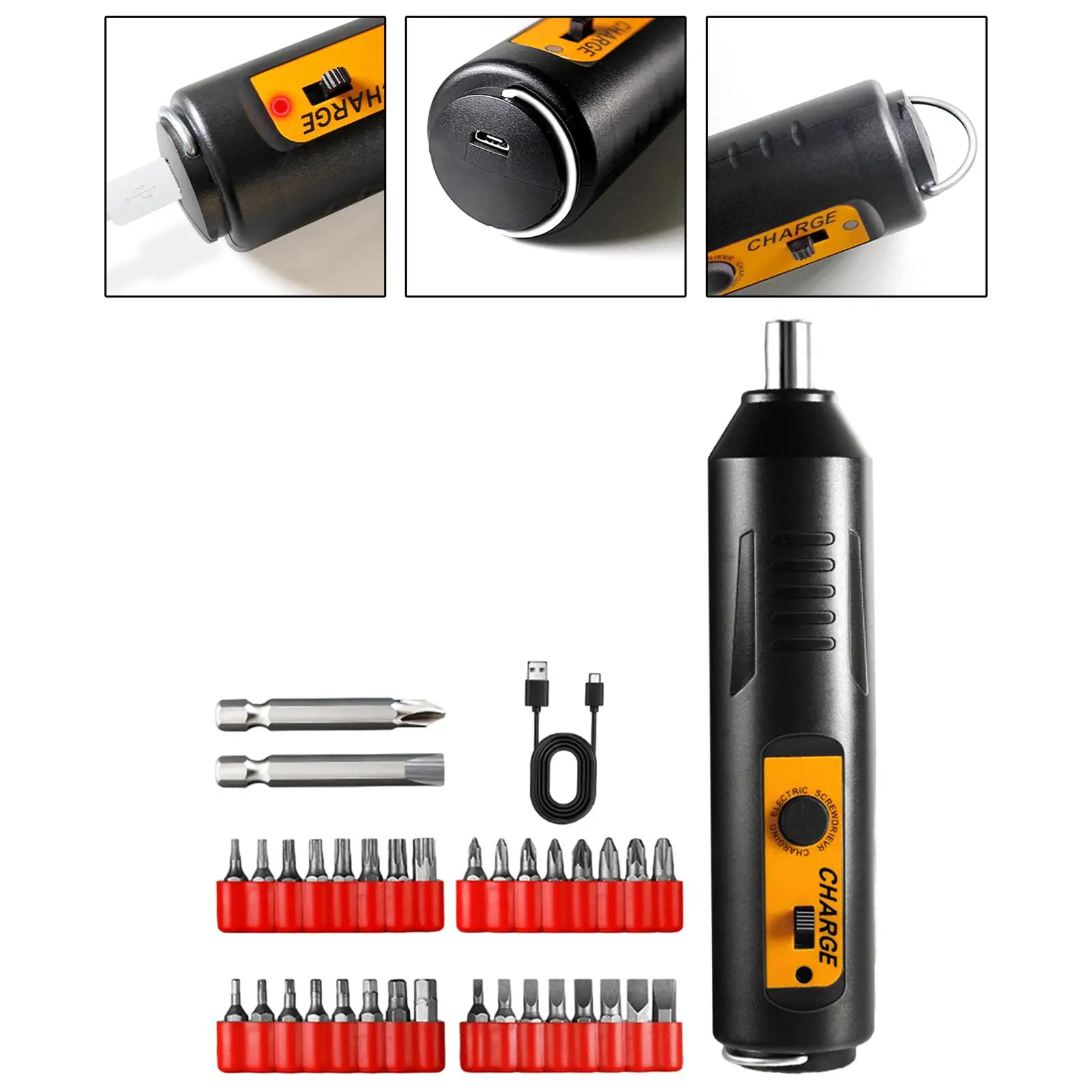 Cordless Screwdriver Ncludes Bits USB Rechargeable Handheld Impact Tool Set for Maintain Furniture Assembly Cabinet Installation