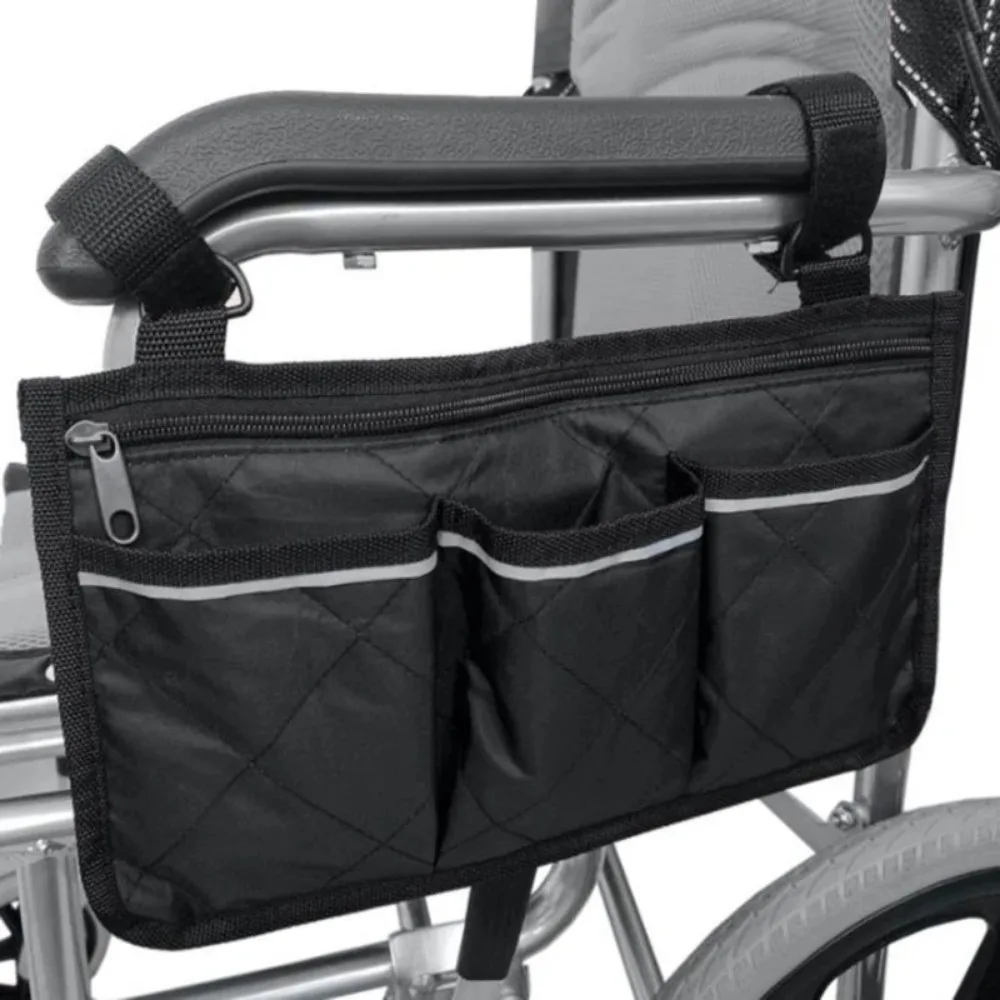 Wheelchair Armrest Side Storage Bag WheelChair Accessories Electric Scooter Hanging Pouch Mobile Rollator Walker Pocket Holder