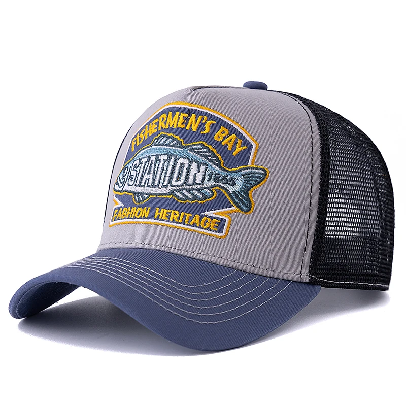 Heißer Verkauf Unisex Sommer Angeln Kappe Atmungsaktive Mesh Trucker Hut Männer Frauen Große Fische Fischer Sport Snapback Hut Im Freien Kappe