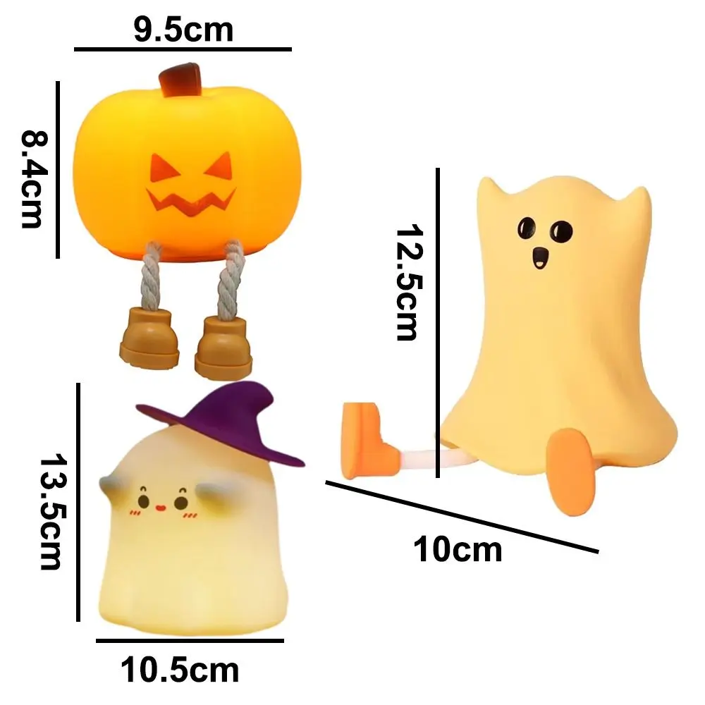 Kawaii Helloween RGB LED Night Light Pumpkin Ghost 3 Levels Brightness Bedroom Bedlight Cartoon Timer Night Lamp Room Decor