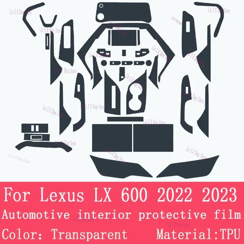 

TPU Car Interior Protective Film For Lexus LX 600 2022 2023 Navigation Center Console Gear Panel Screen Anti-Scratch Sticker PPF