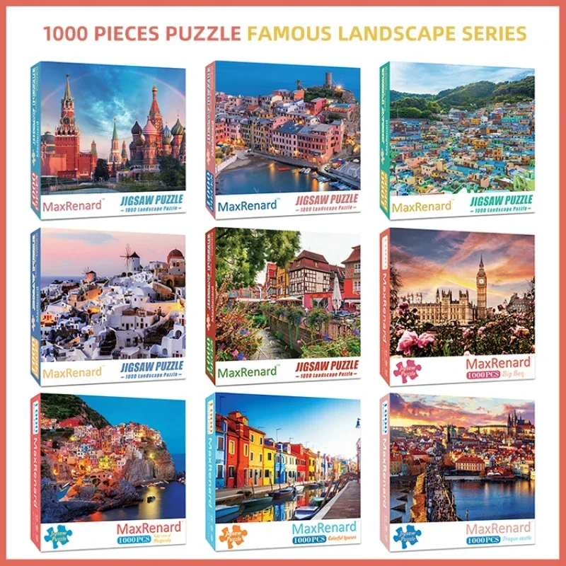 MaxRenard 1000 sztuk Puzzle Jigsaw słynna seria krajobrazowa gry dla dorosłych Puzzle do dekoracji domu dekompresyjnego dla dorosłych