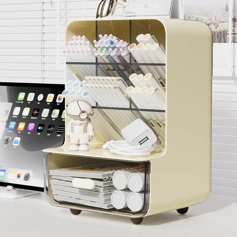 Angle Insertion Desk Pen Holder, Desktop Storage Box for Office Supplies & Cosmetics, Multifunctional Organizer Rack view 6