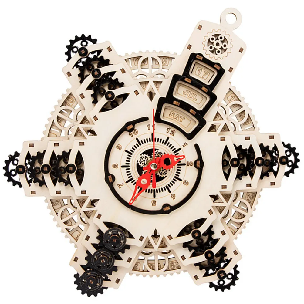 

1 Set DIY Wood Clock Puzzle Kit 3D Creative Wooden Clock Ornament Desktop Decoration Educational Gift for Kids