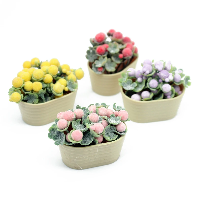 1 Uds 1/12 casa de muñecas simulación flor planta en maceta casa de muñecas Mini decoración del hogar casa de muñecas Micro paisaje accesorios de plantas