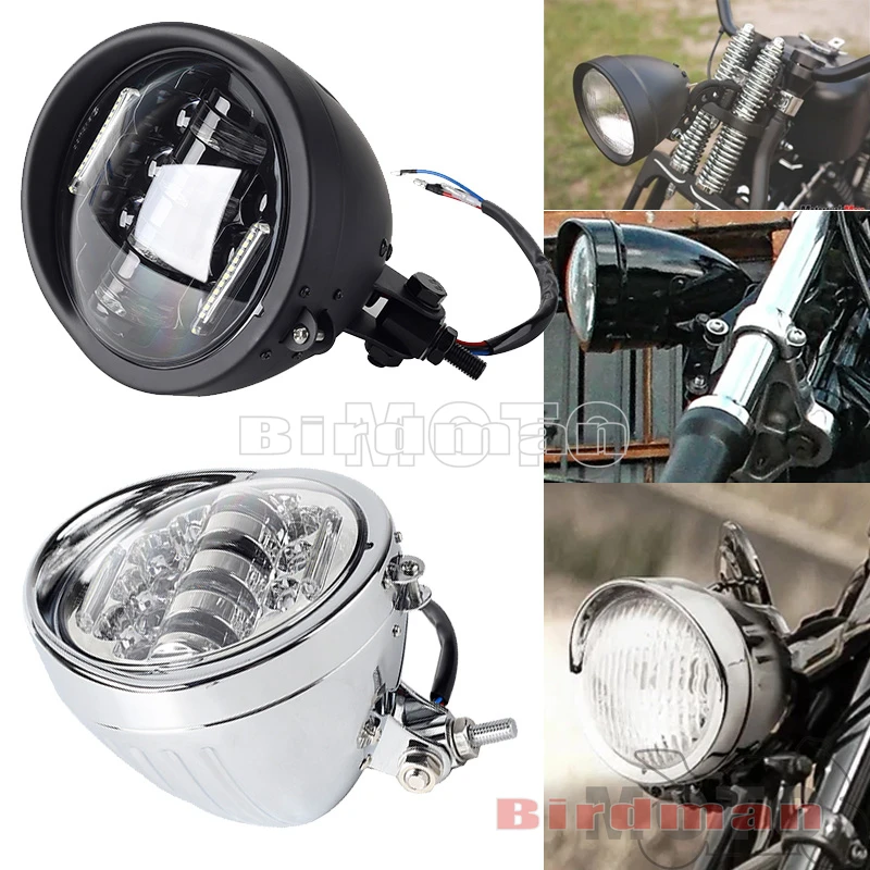 E9 Motorcycle Vintage Front Light LED Head Lights Hi/Lo Beam 5.75