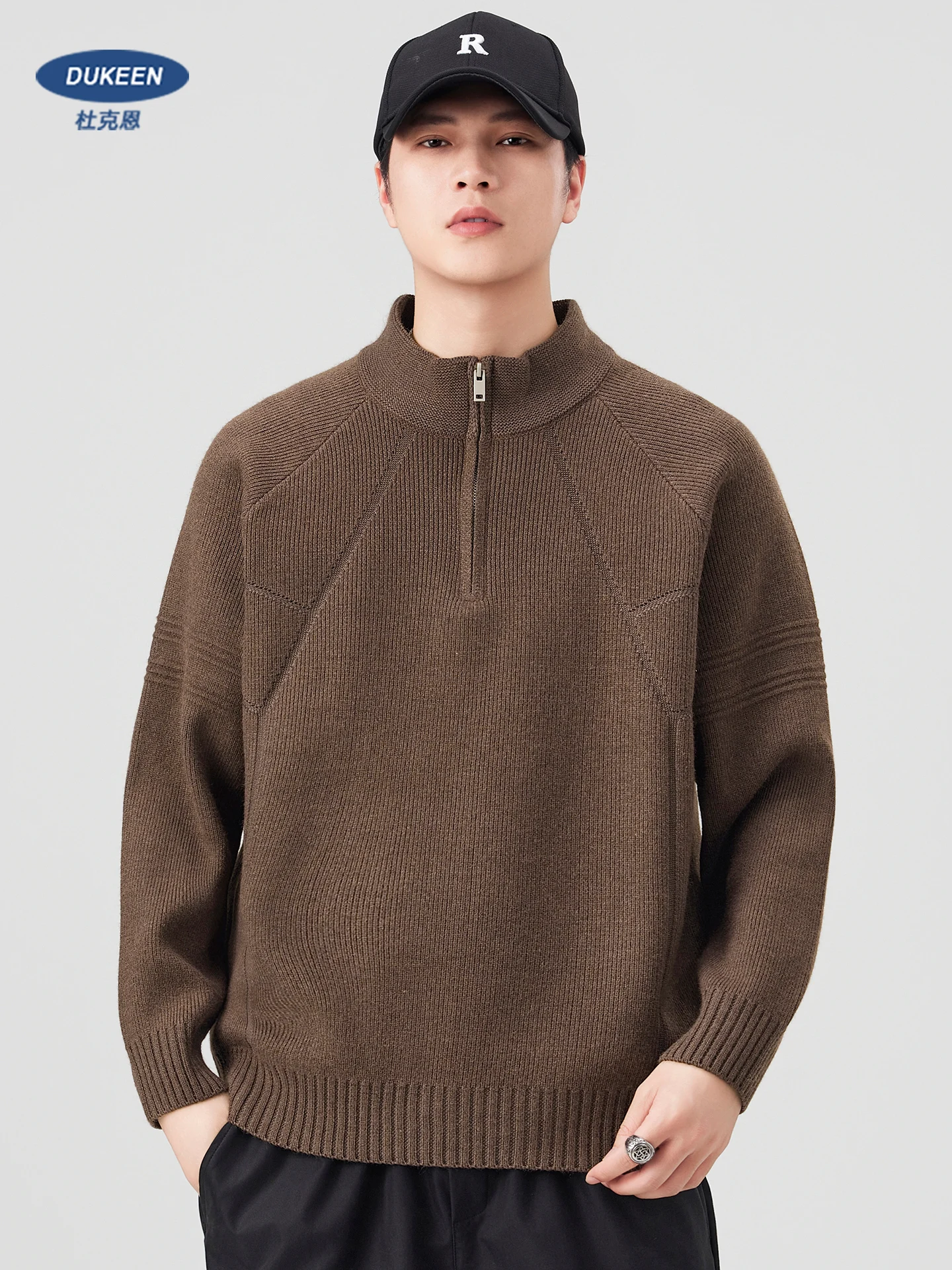 

DUKEEN 810 г тяжелый вязаный свитер на молнии для мужчин, толстый теплый пуловер с высоким воротником на осень-зиму 2025 г