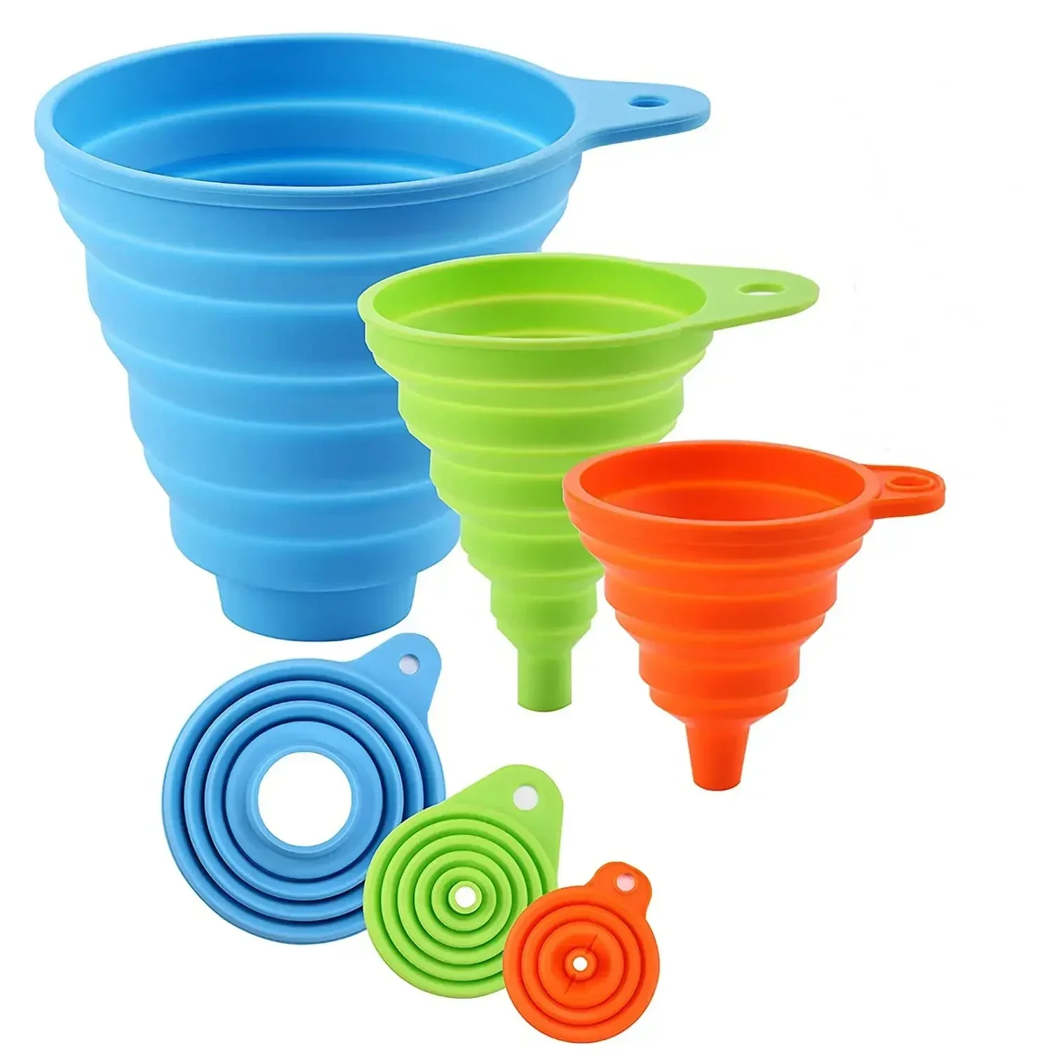 3 pc Silicone Collapsible Foldable Funnel Household Kitchen Cooking Tools Portable Wine Mini Portable Oil Pot Funnel