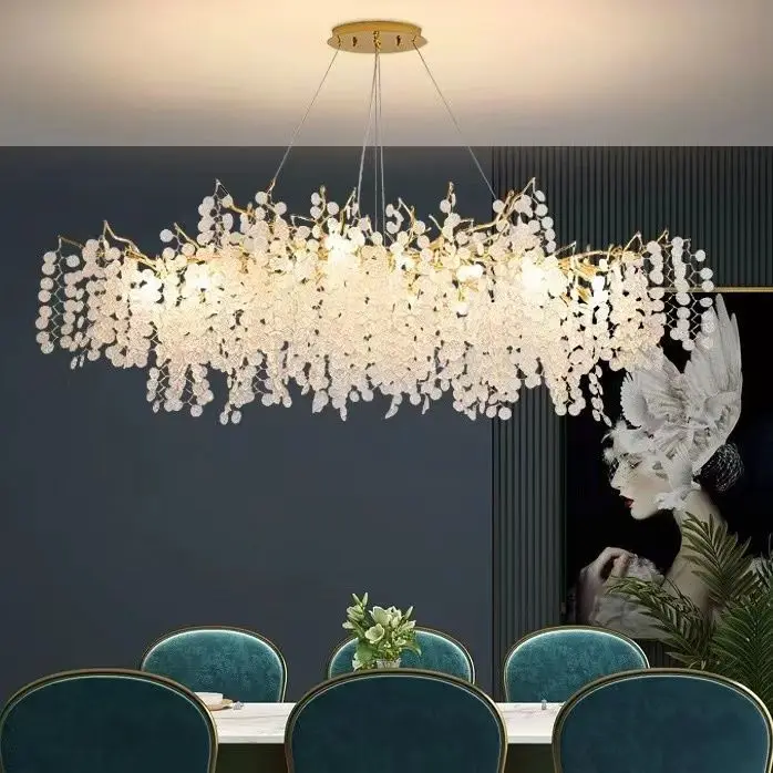 

Luxury Crystal Chandelier - Modern Branch Design for Villa Dining Room & Bedroom, High-End Round Lighting for Living Room Salon