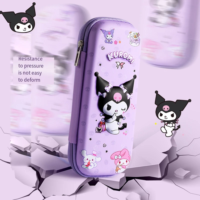 

New Kuromi Sanrios Pencil Case Cartoon Anime Figure Kawaii Cartoon Cute Girl Student High Capacity Pencil Case Creativity