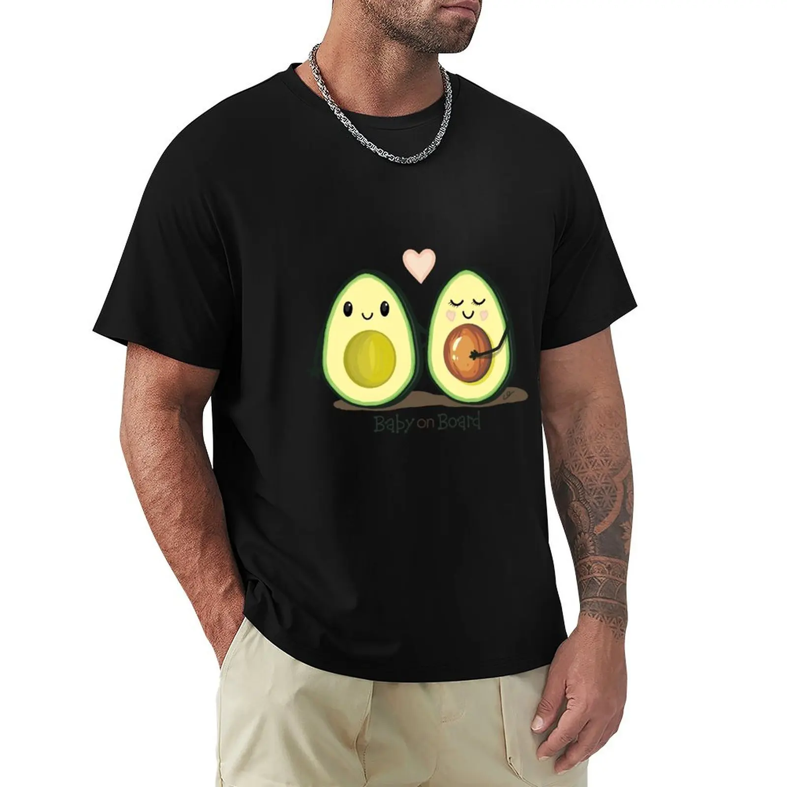 

Baby on Board Avocado Couple T-Shirt Plus Size Basic Short Sleeve Top