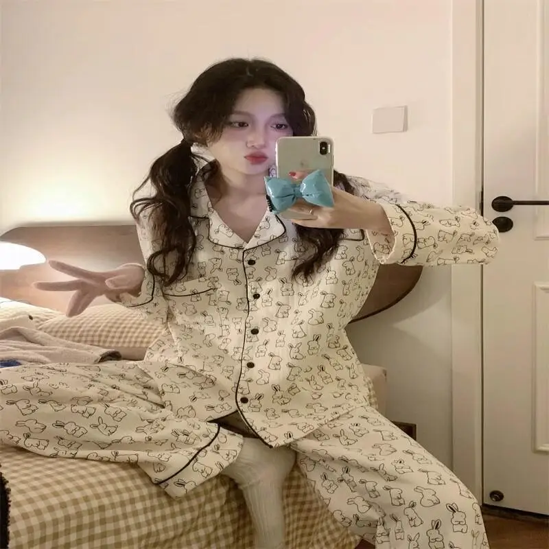 Set pigiama sexy Studente Cartoon Casual 2 pezzi Abbigliamento donna Configurazione Pantaloni da donna Abiti Co Ords Set Promozione Tuta Pantalone