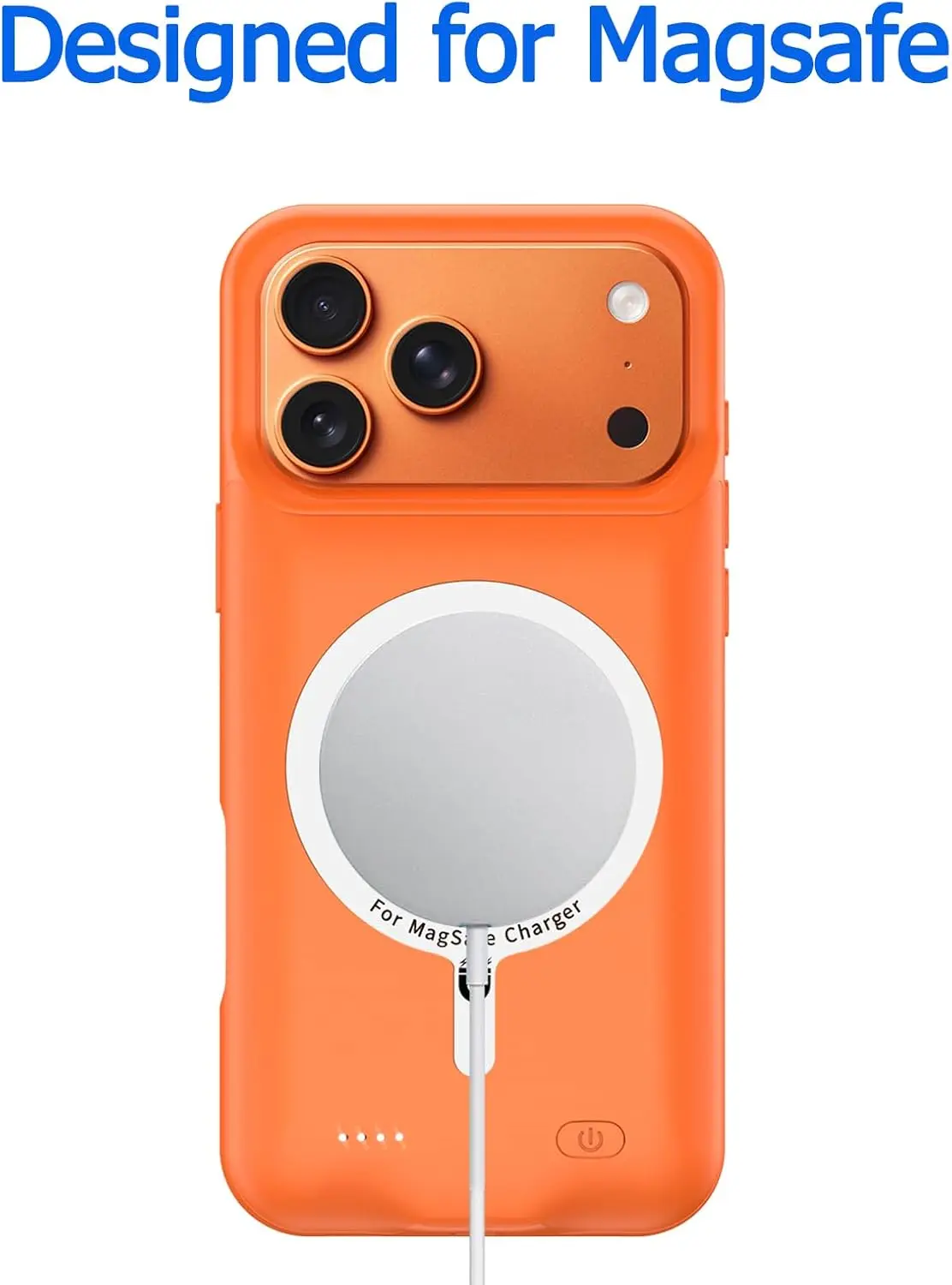 

Оранжевый мягкий силиконовый беспроводной чехол-зарядка для iPhone 17 Pro Max, 17 Pro, магнитный внешний аккумулятор для зарядки iPhone 17 Pro