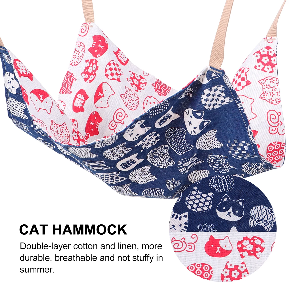 

Hammock Cotton Belt 7KG Load Bearing Double Layer Cat Bed Hanging Swing Mat Breathing Summer Carabiner Durable Rust Proof Easy