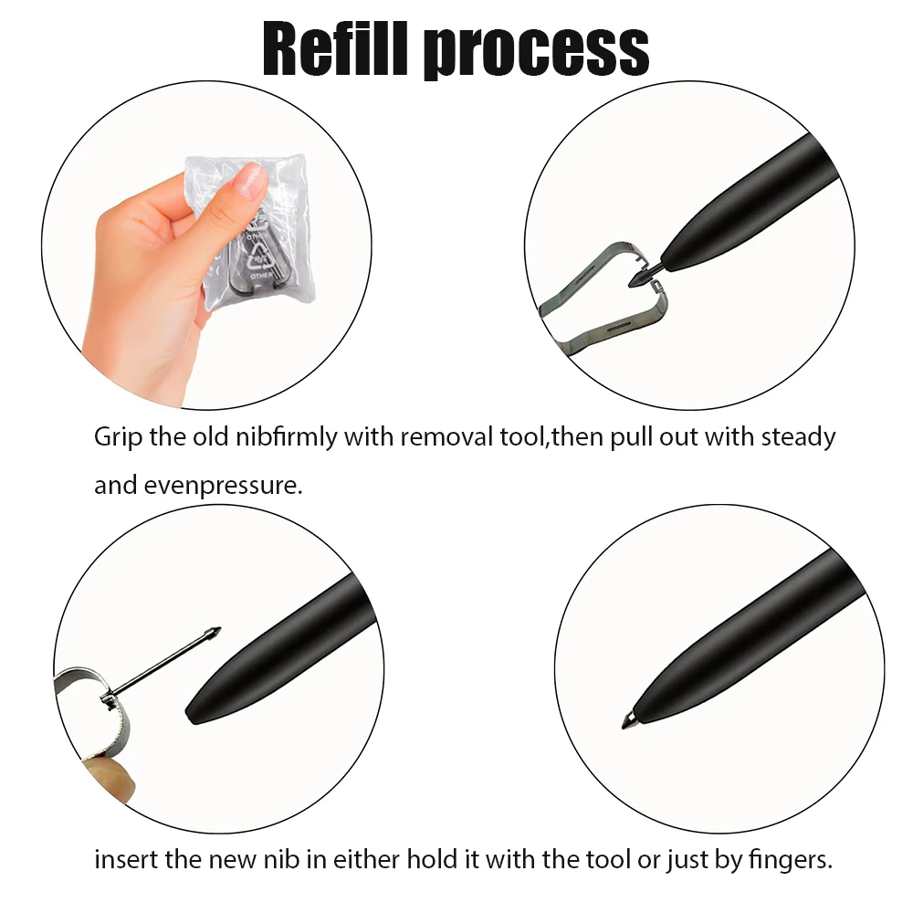 Tytanowe Końcówki Pióra Zamienne do Samsung Galaxy Tab S9/S9FE+/S9 Ultra/S8/S8+/S8 Ultra/S7/S7 FE/S6/S6 Lite