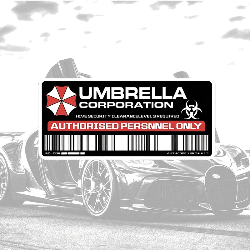 Waterproof Umbrella Car Sticker Biohazard Decal Authorised Personnel