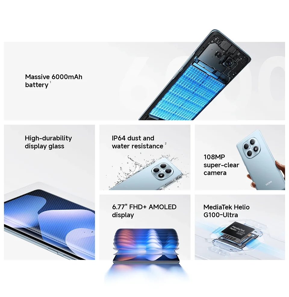 Global Version Xiaomi Redmi Note 15 4G 128GB / 256GB RAM Smartphone 6.77" AMOLED 108MP Camera MTK Helio G100-Ultra 33W 6000mAh