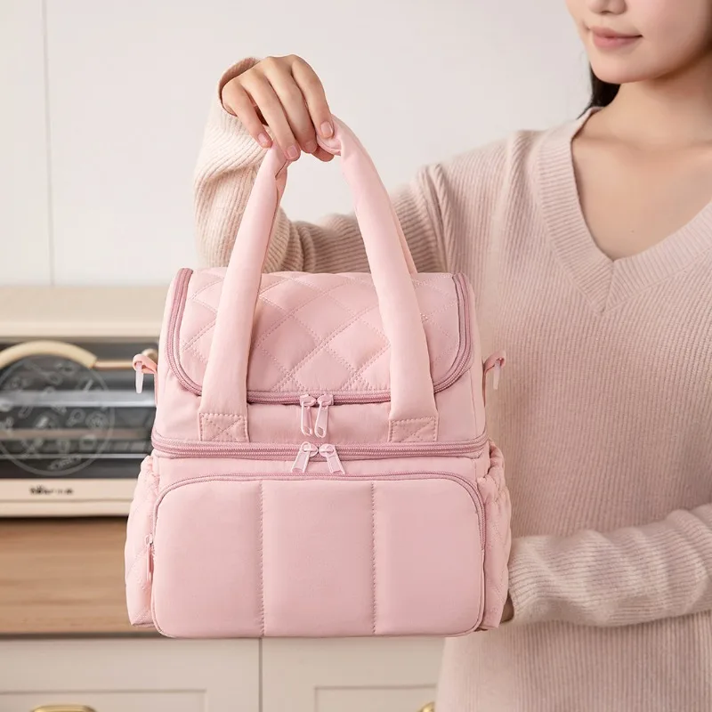 Large Capacity Insulated Lunch Bag Portable Handheld Bento Tote Bag For Office Workers Outdoor Picnic Food Storage