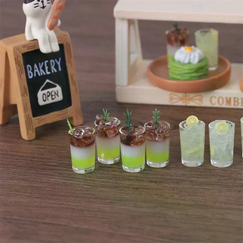 Miniature Toy Ice Drinks Micro Landscape Ornaments Dollhouse Toys Accessories Doll House Kitchen Decoration Kids Gifts 2 PCS/Bag