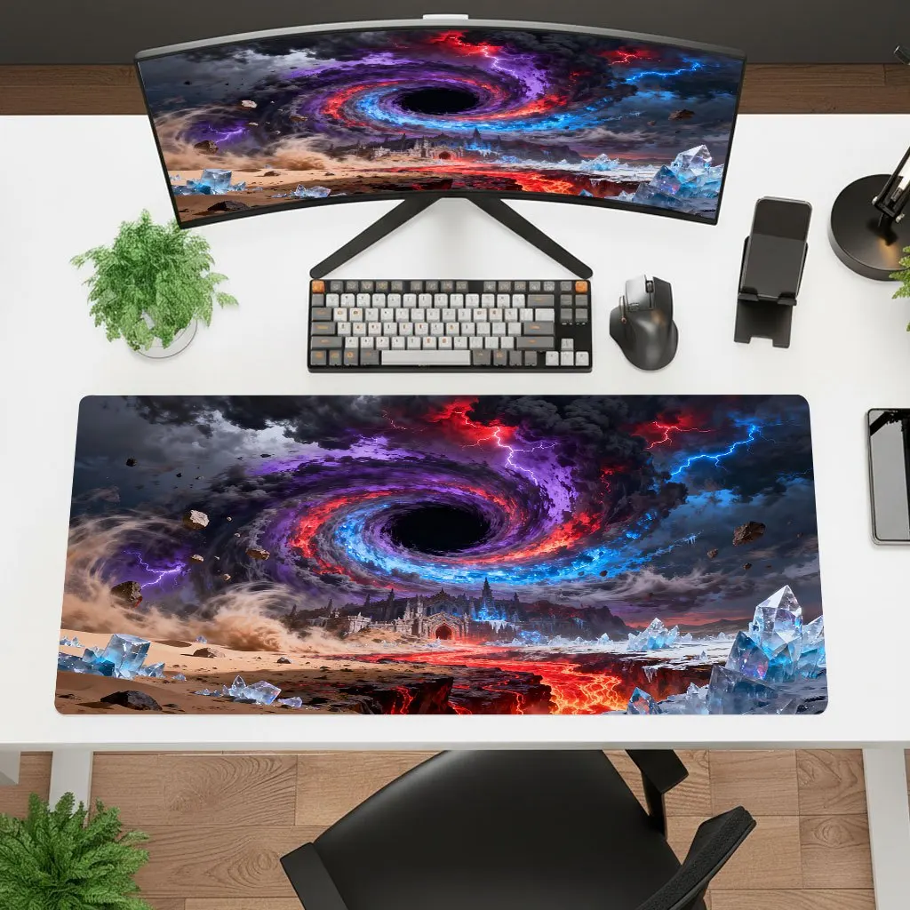 Brand Ice Fire Storm Vortex Iron Mouse Pad, HD Printed Gaming Desk Mat, Multifunctional Office Laptop Desktop