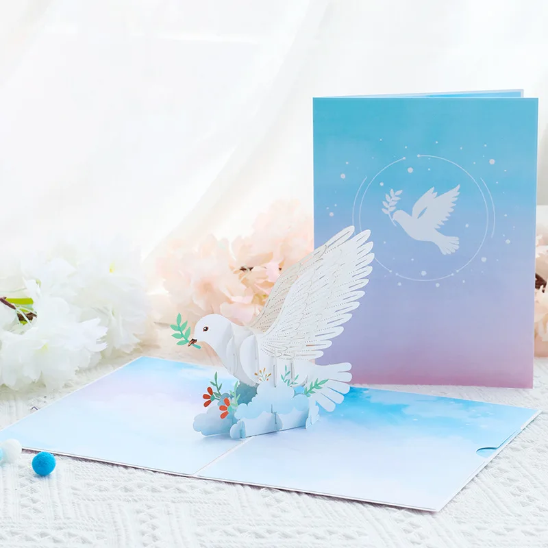 Pop up style 3D greeting card paper carving hollow creative birthday gift blessing message gratitude card  thank you cards