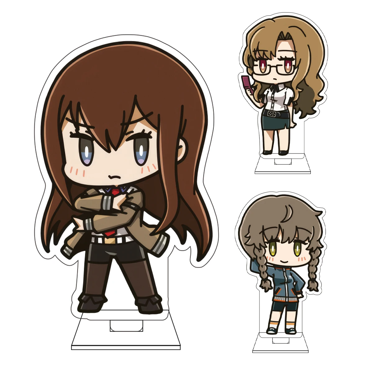 10CM Anime ‌ Steins;Gate Cosplay Niedliche Acryl-Figur Standfigur Makise Kurisu Okabe Rintarou Ornamente Geschenke