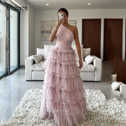 Eightree Pink Ball Prom Dresses Multi layered One Shoulder Party Gowns Floor Length Dress Gown Customized