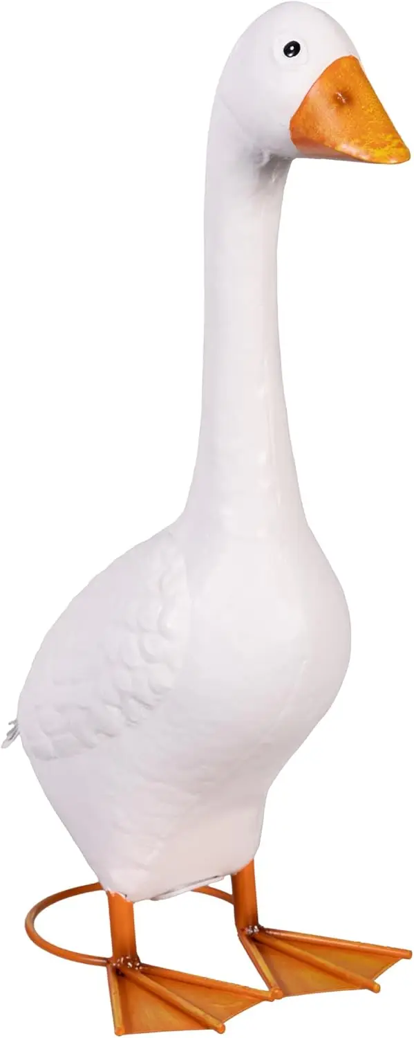 Metal Goose Statue for Indoor and Outdoor Decor – Garden, Patio, Entryway, Yard Accent Animal Figurine with Rustic Farmhouse Style