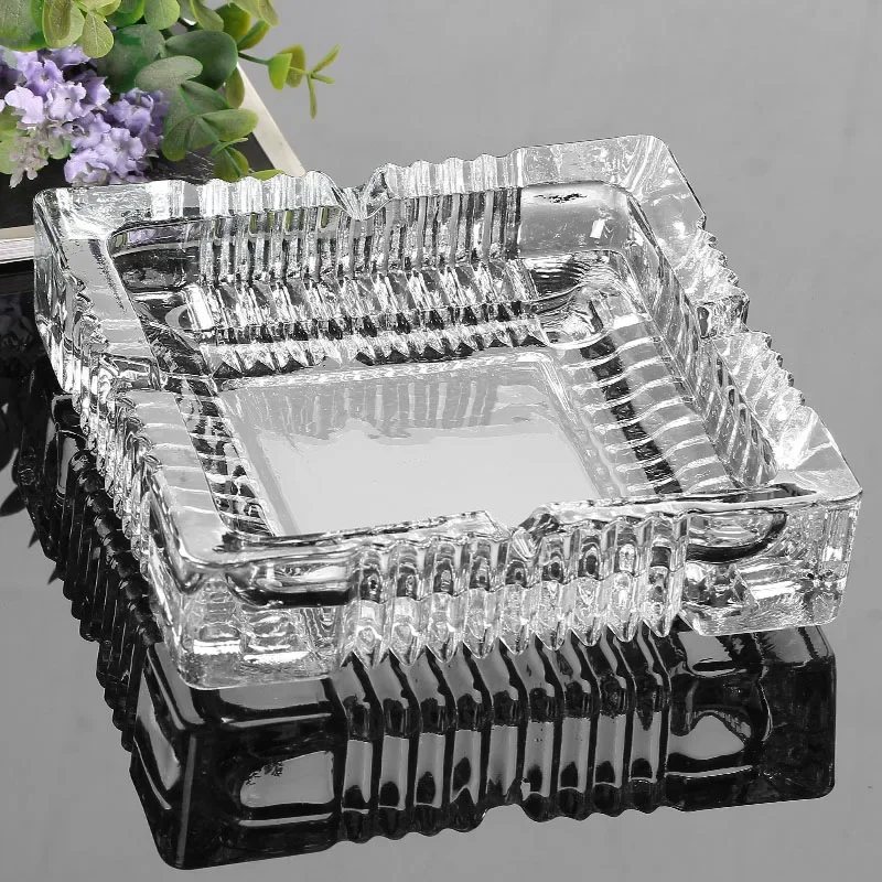 

Creative Crystal glass ashtray, living room coffee table decoration, dustproof portable ashtrays home hotel office supplies, 1Pc