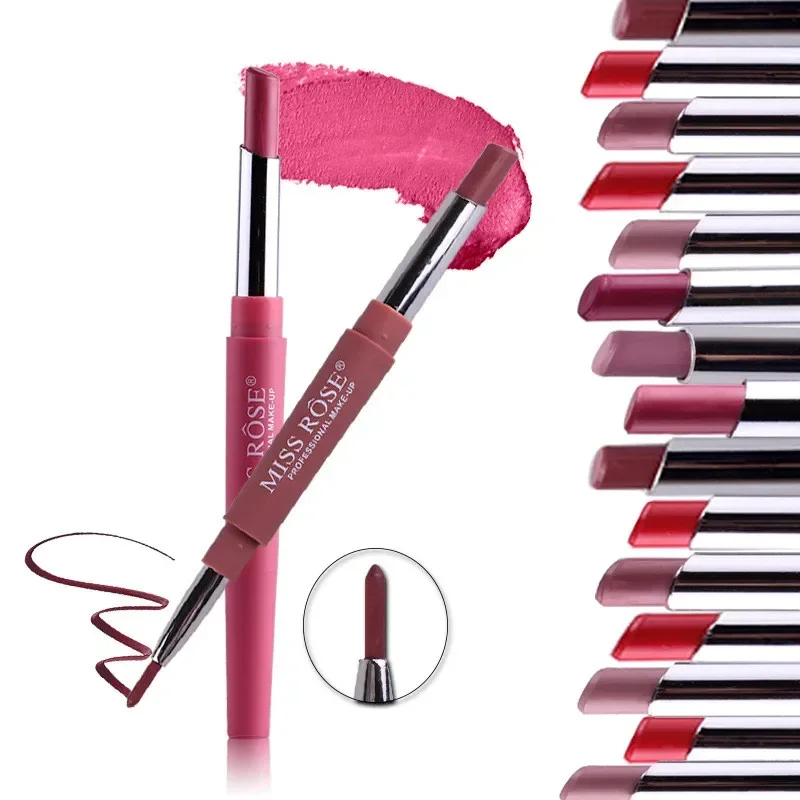 Double-end Lip Makeup Lipstick Pencil Waterproof Long Lasting Tint Red Lip Stick Beauty Matte Liner Pen Lipstick Women Party