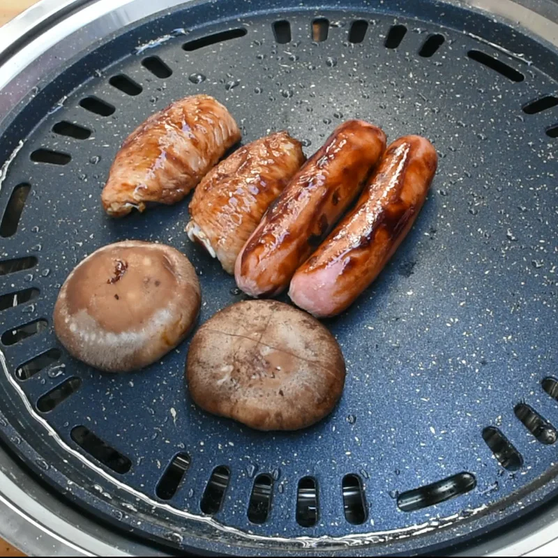 موقد شواء كوري محمول من الفولاذ المقاوم للصدأ غير لاصق شواية فحم للأماكن الخارجية