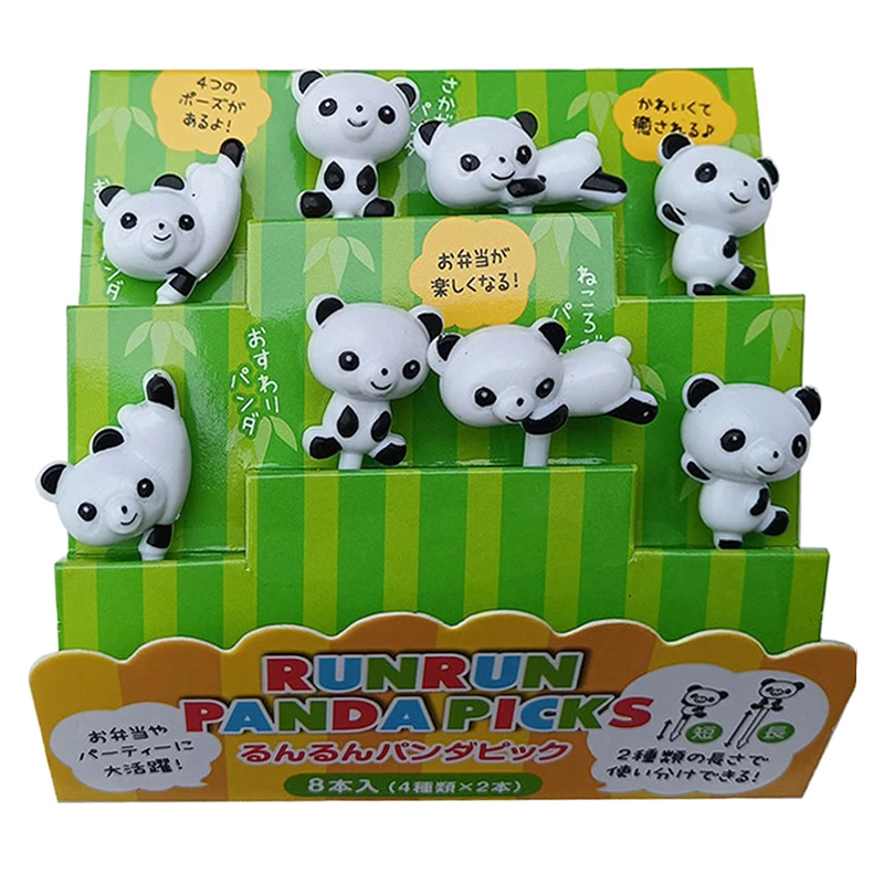 8pcs Mini Cartoon Panda Fruit Fork Kids Snack Dessert Pick Cake Bento Lunches Party Decoration Forks