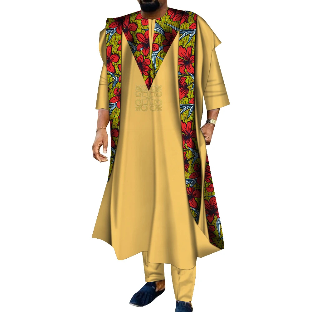 Ropa africana para hombres, camisas Dashiki, pantalones Ankara, conjunto de 3 piezas, trajes de noche de boda, traje de Bata, ropa tradicional,