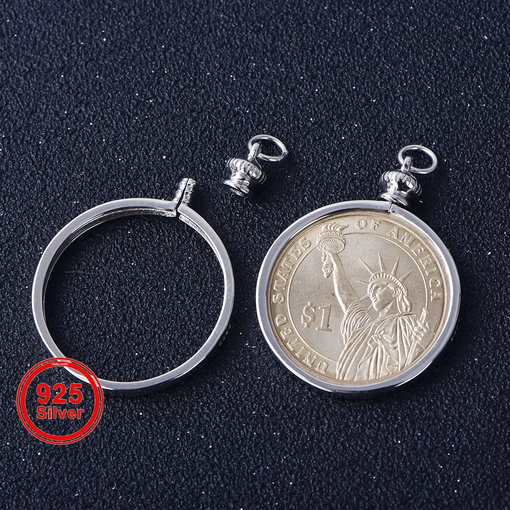 925 Sterling Silver Coin Bezel Pendant Base for 1 Cent, 5 Cents, 10 Cents, 25 Cents, 50 Cents, – Unique DIY Jewelry Setting