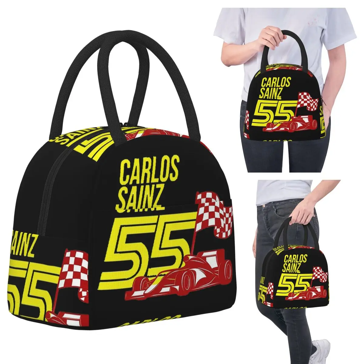 

Carlos Sainz Jr F1 Signature Graphic - Dark Lunch Bags Insulated Bento Box Waterproof Lunch Tote Resuable Picnic Bags Cooler Bag
