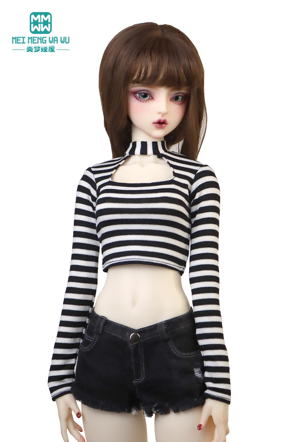 Suitable for 63cm 1/3 large bust BJD doll clothes DD SD DDL fashion chestless T-shirt jeans shorts accessories girl gifts