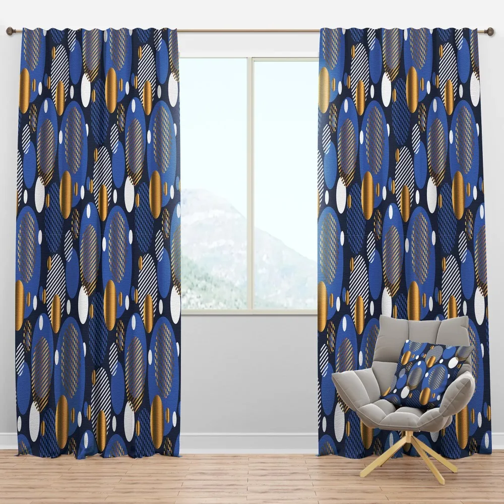 

Blackout Curtain for Bedroom Circular Abstract Retro Pattern Geometric XI' Mid-Century Modern Blackout Curtain Panel Curtains