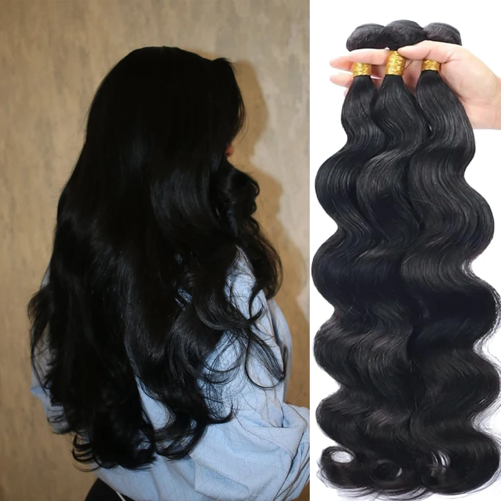 12a pacotes de cabelo humano onda do corpo pacotes de cabelo humano 100% não processado tecer cabelo virgem brasileiro 3 pacotes de cabelo humano