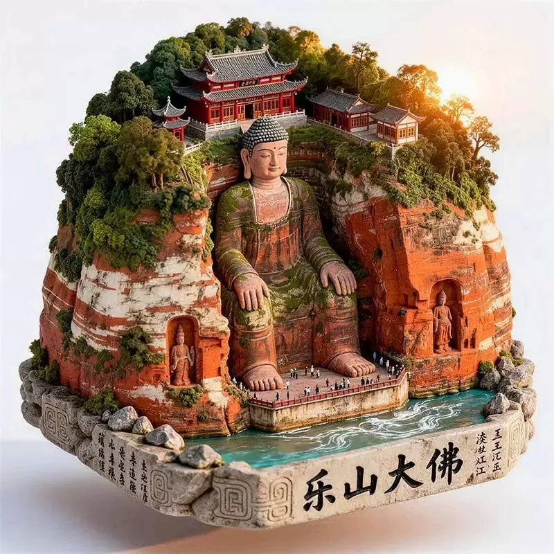 China Travel Souvenirs Leshan Fridge Magnets Metal Alloy Material Beijing Shanghai Yangzhou Guilin Kunming Fridge Stickers Gifts