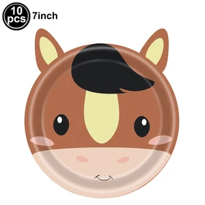 أطباق ورقية لحفلات المزرعة ، الديك ، خنزير ، بقرة ، أغنام ، أطباق يمكن التخلص منها ، ديكور عيد ميلاد الأطفال ، أواني الطعام الكرتونية ، 10 قطع أعلى 10 مبيعات زخرفة حفلة رعاة البقر - No3