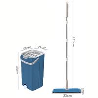 Flat Squeeze Mop Hands Free Wringing Microfiber Pad With Bucket For Hardwood Laminate Floor Window Wet Dry Washable Cleaning Set