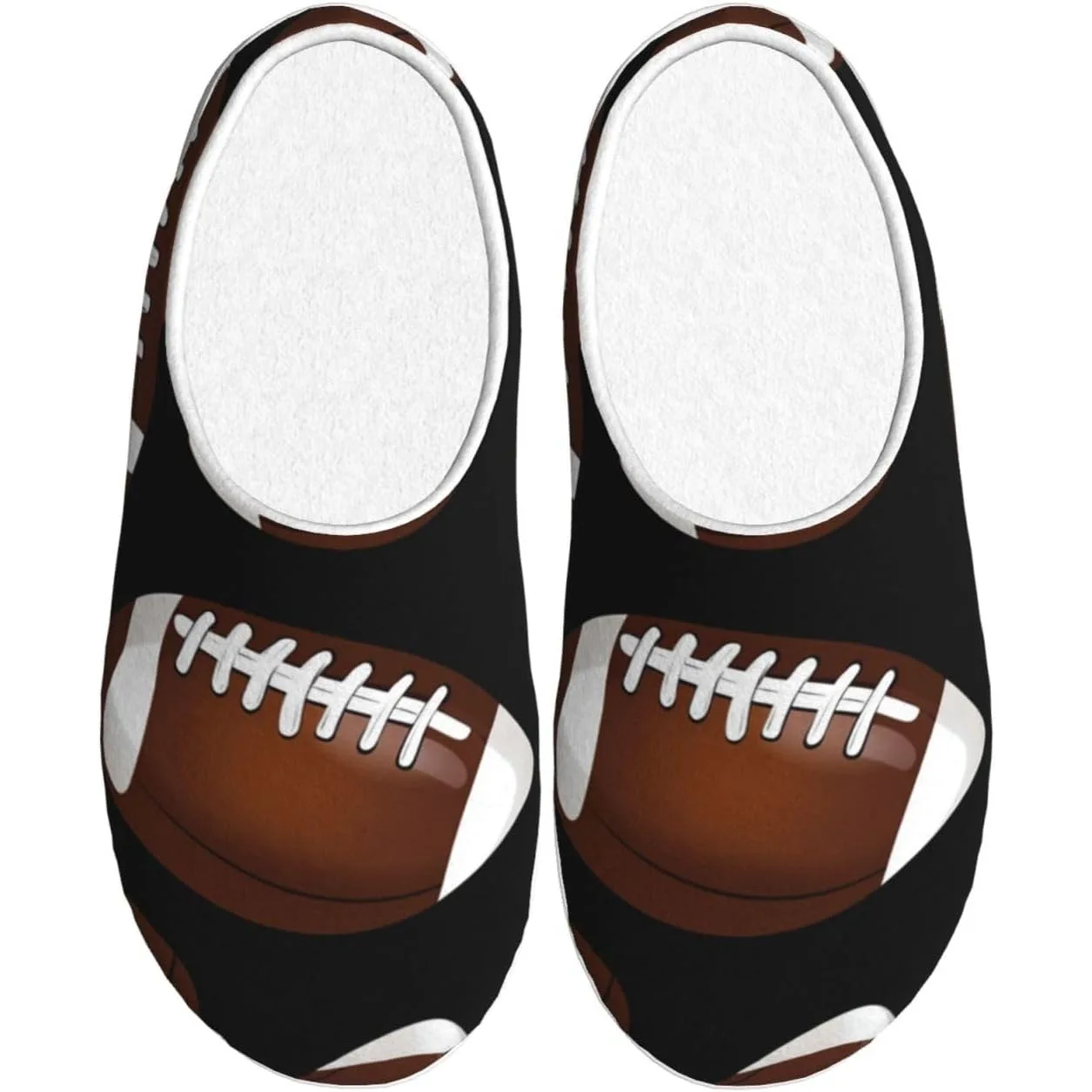

Brown Football On Black Women’s Cozy Slippers Soft Cotton Indoor & Outdoor House Slippers With Anti-Slip Sole