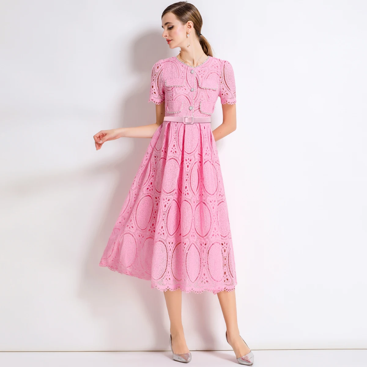 2023 sommer Luxus Perlen Stickerei Blume Spitze Lange Kleider frauen Sommer Prom Robe Abend Party Midi Vestidos Weibliche