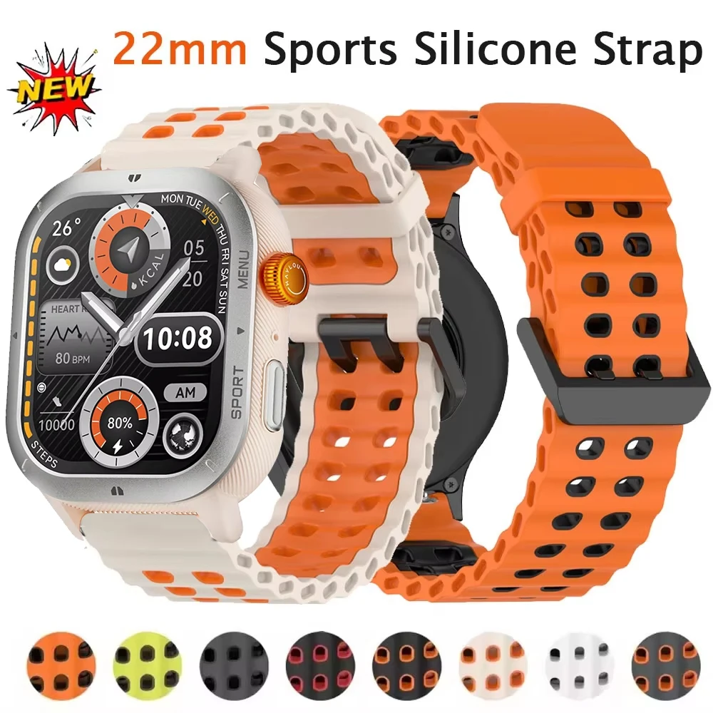 22mm Silicone Strap For HAYLOU IRON NEO/Solar 5/Neo Sport Ocean Band For Haylou Watch 2 Pro 4 4S/S8 S6 R8 RS5/GST/Solar PlusRT3
